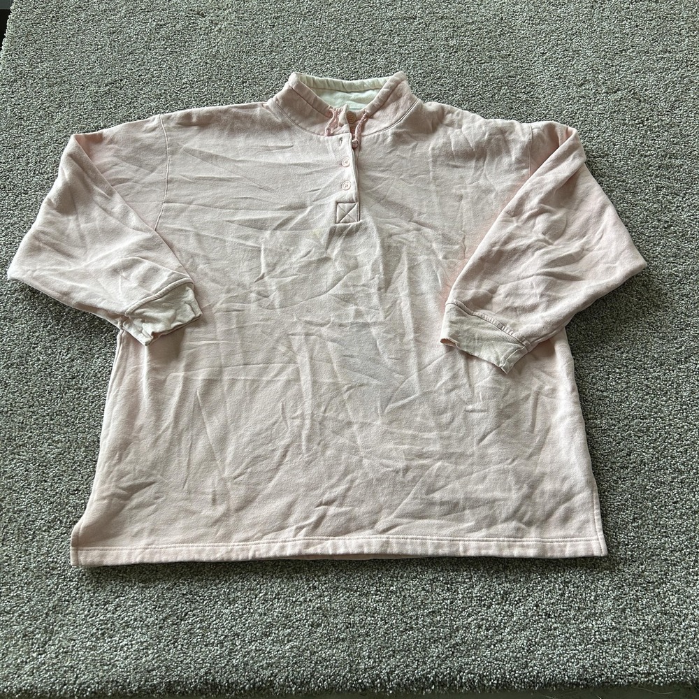 Empress Shirt Womens 22W Pink Thermal Fleece Henley Long Sleeve Top Pullover